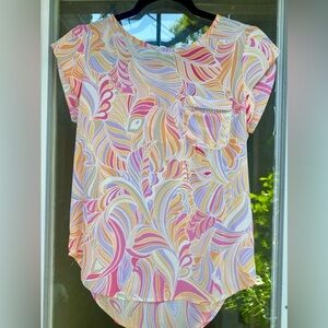 Lily White | Pink and Orange Swirl Blouse